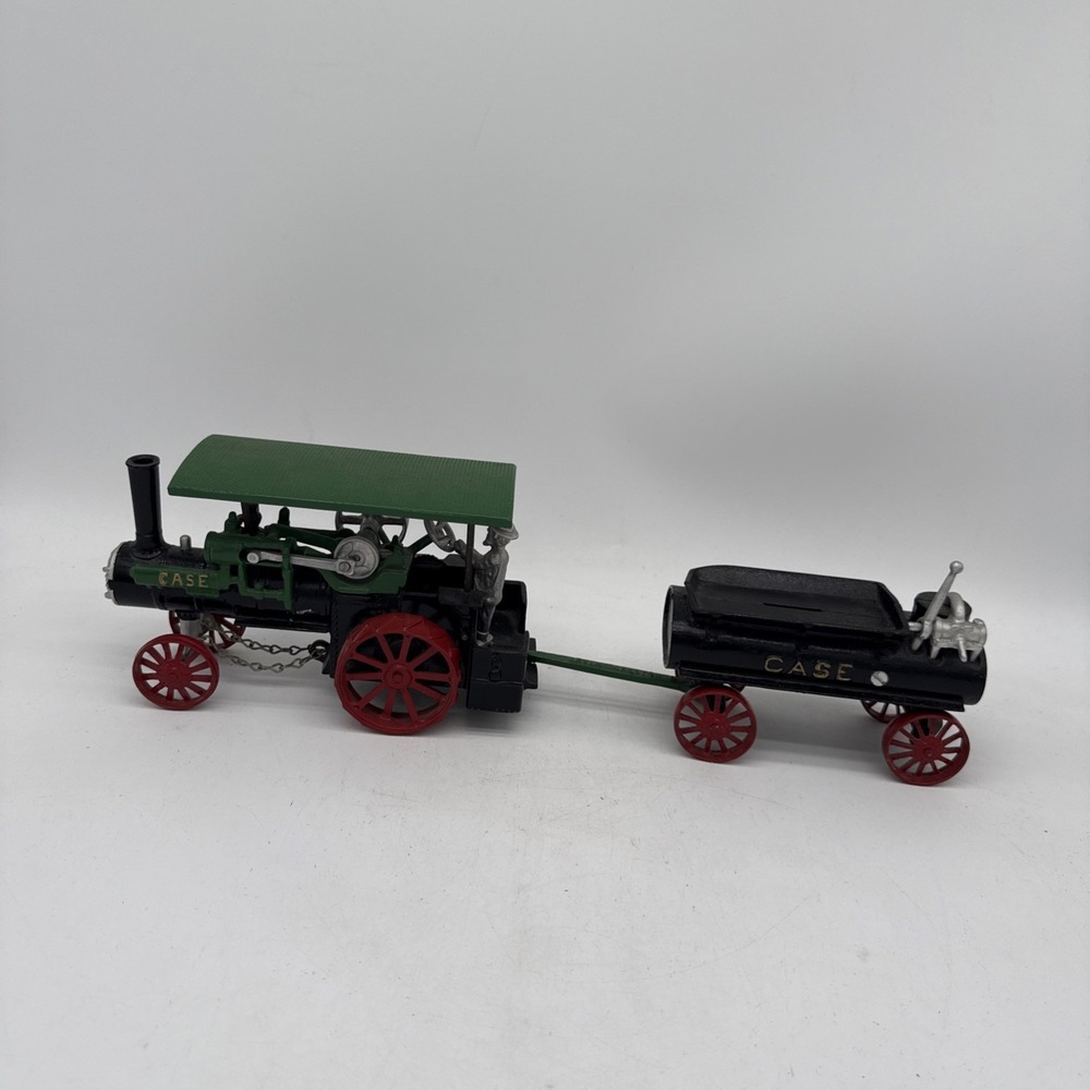 Vintage Irvin Creston JI Case Cast Metal Toy Steam Tractor With Attached Tender